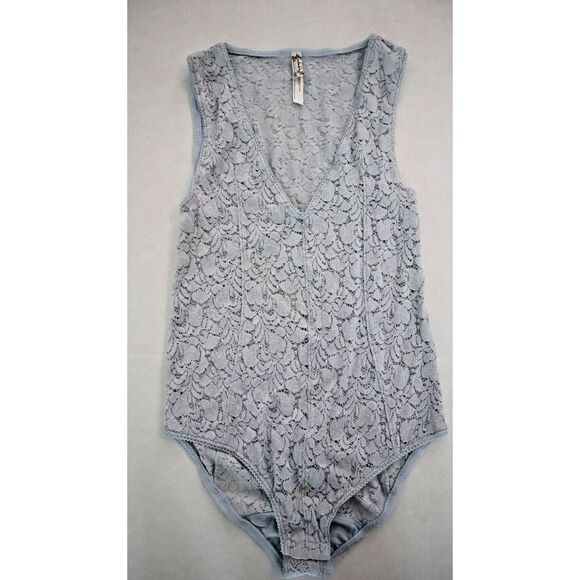 Free People Intimately OB765503 Women's Sz Small Light Blue Lace Bodysuit $98 - Picture 1 of 7